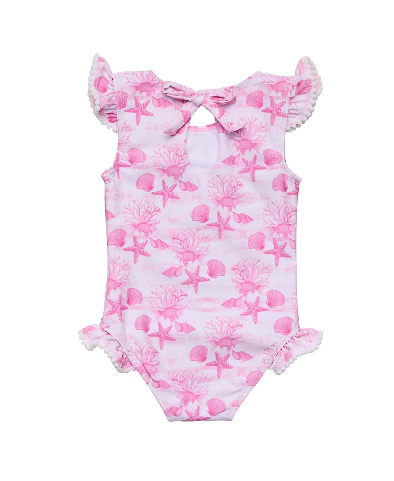 Snapper Rock Little Girls Pink Lagoon Frill Swimsuit