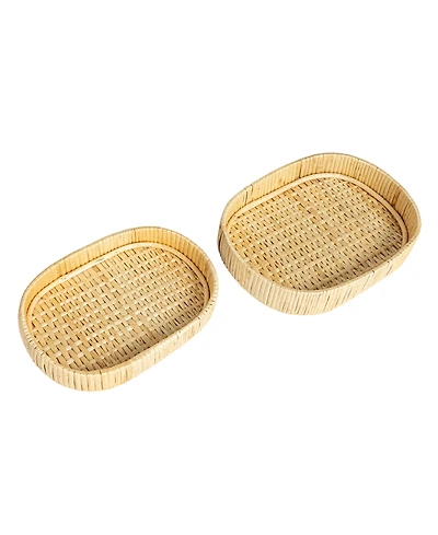 Household Essentials Handwoven Willow Nestable Oval Trays, Natural, Set of 2