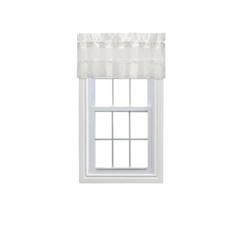 Ellis Curtain Madelyn Ruffled Victorian 1.5" Rod Pocket Valances for Windows 60" x 16" Natural