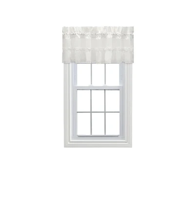 Ellis Curtain Madelyn Ruffled Victorian 1.5" Rod Pocket Valances for Windows 60" x 16" Natural