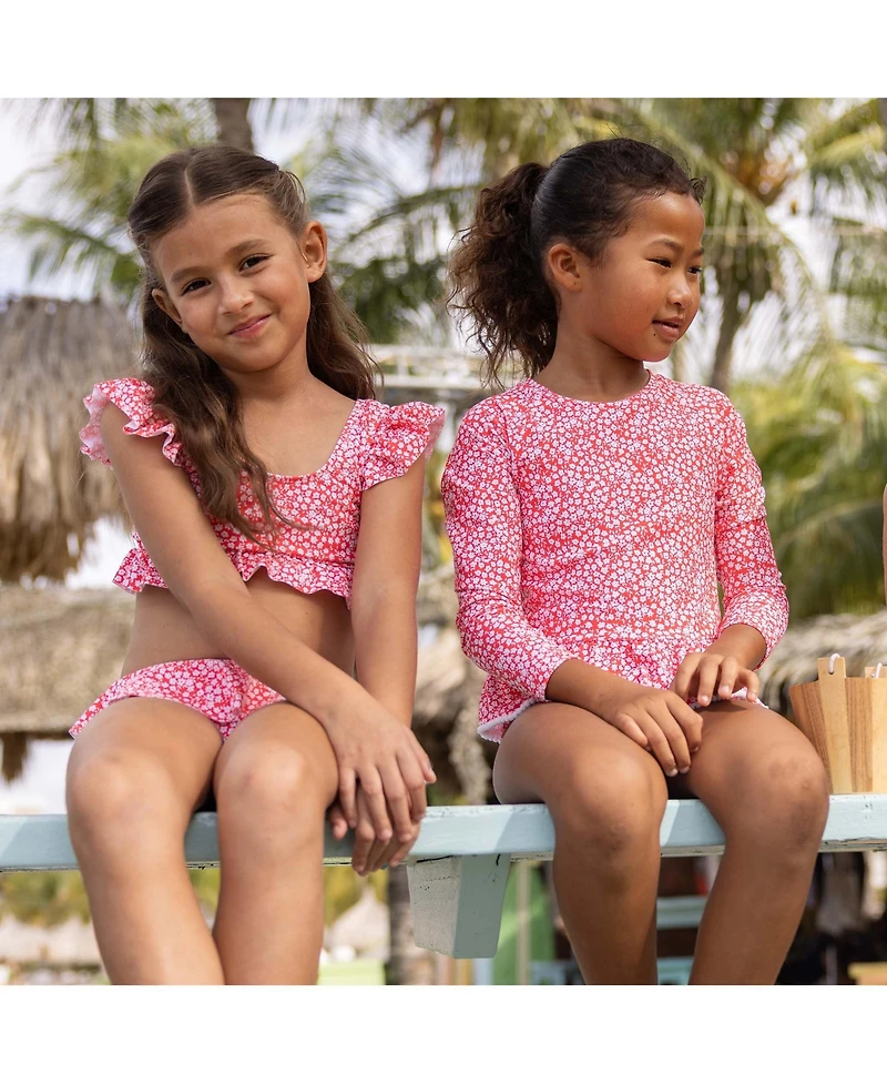 Snapper Rock Little Girls Ditsy Bloom Frilled Crop Bikini