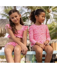 Snapper Rock Little Girls Ditsy Bloom Frilled Crop Bikini