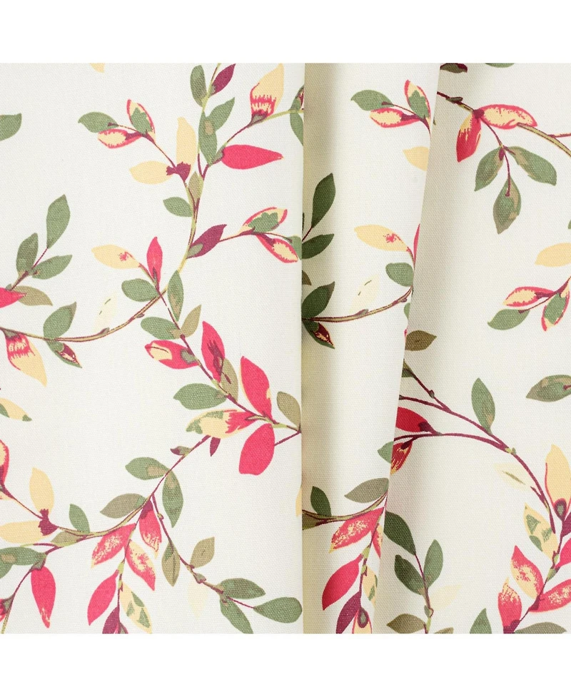 Ellis Vintage Stylish Medium Scale Printed Vine Pattern 1.5" Rod Pocket Tailored Pair with Ties