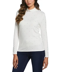 Ella Rafaella Plus Rhinestone Turtleneck Long Sleeve Top