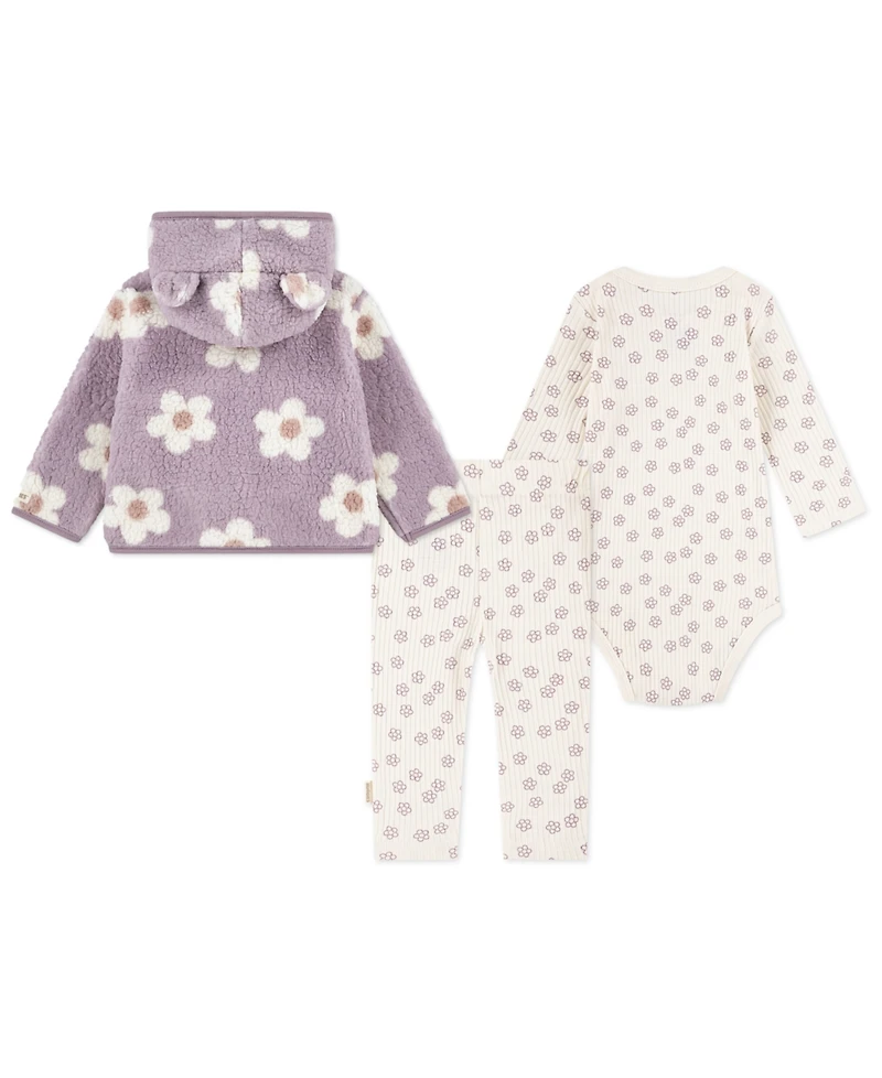 Huggies Baby Girls 3-Piece Floral Jacket, Bodysuit and Pants Set