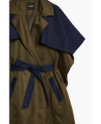 Desigual Women's Bimaterial trench-style poncho