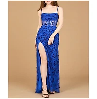 Lara Women's Beaded Corset Gown with Slit