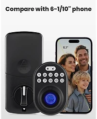 Keyless-Entry No-App Deadbolt Smart Lock with Fingerprint, Keypad, 2 Keys, Auto-Lock, IP56 Waterproof, Black