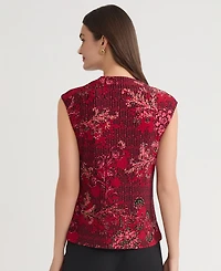 Kasper Petite Floral Printed Cowl Neck Top