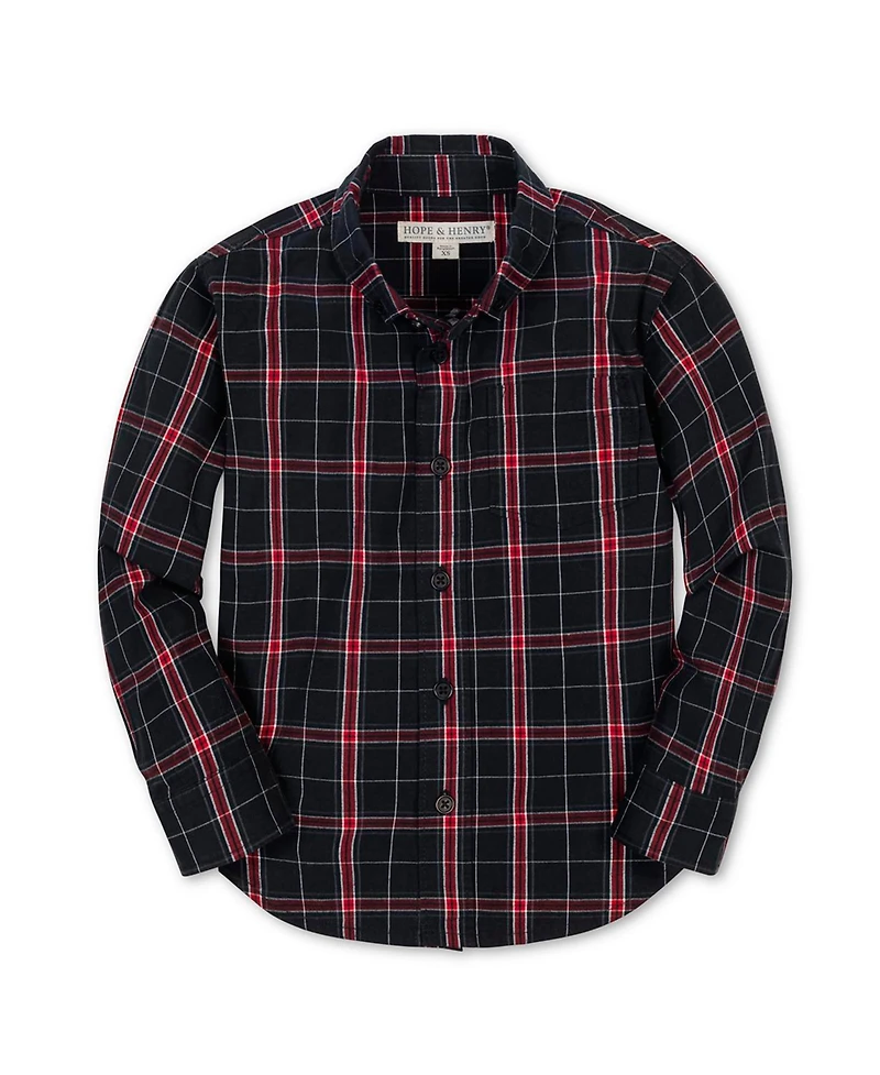 Hope & Henry Boys Organic Long Sleeve Stretch Poplin Shirt