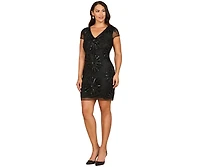 Lara Women's Cap Sleeve Beaded Sparkling Cocktail Dress