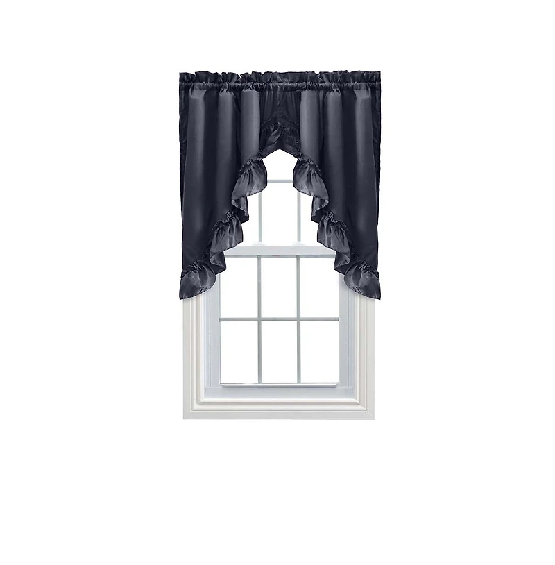Ellis Stacey 1.5" Rod Pocket High Quality Fabric Solid Color Window Ruffled Swag 60"x38" Navy