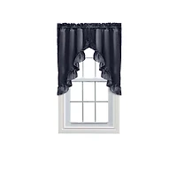 Ellis Stacey 1.5" Rod Pocket High Quality Fabric Solid Color Window Ruffled Swag 60"x38" Navy