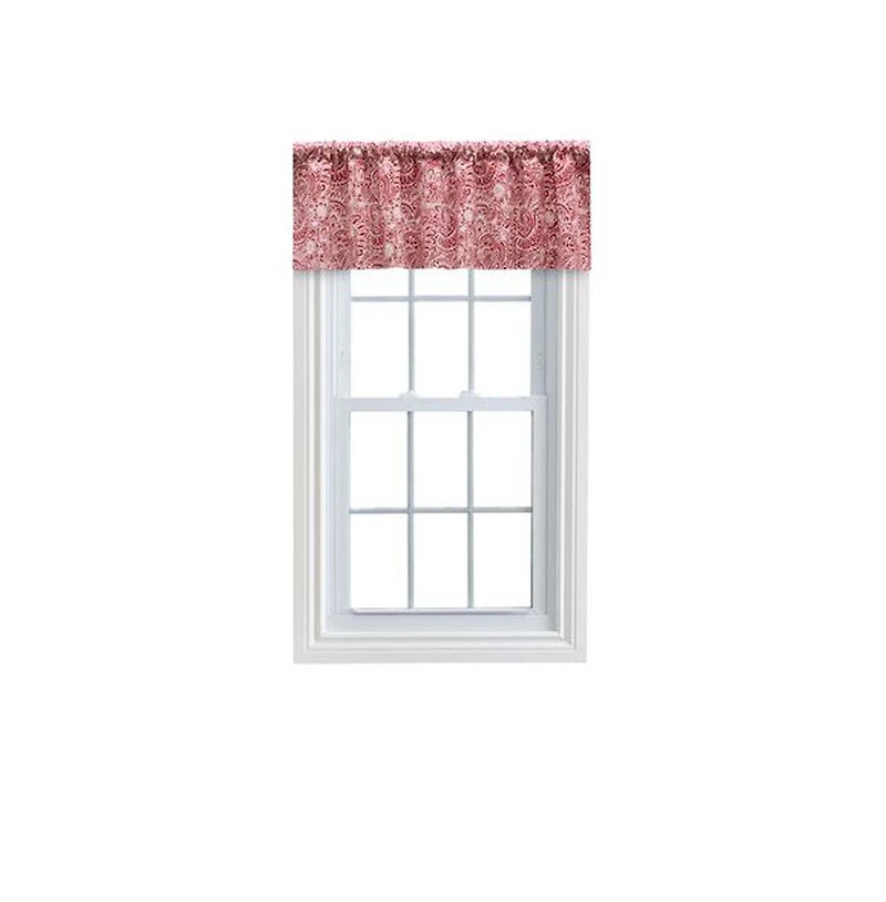 Ellis Segovia Printed Paisley Pattern on Ground 3" Rod Pocket High Quality Tailored Valance 50"x16" Red