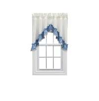 Ellis Curtain Madelyn Ruflled Victorian 1.5" Rod Pocket Swag for Windows Lace Edge 82" x 38" Slate