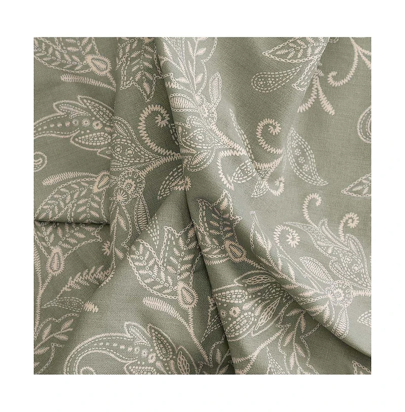 Ellis Curtain Lexington Leaf Pattern on Colored Ground Tailored Swags 56"x36" Sage