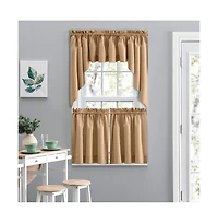 Ellis Lisa Solid Color Poly Cotton 1.5" Rod Pocket Duck Fabric Stylish Tailored Swag 56"x36" Tan