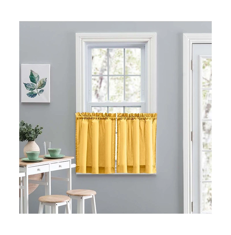 Ellis Stacey 1.5" Rod Pocket High Quality Fabric Solid Color Window Tailored Tier Pair 56"x30