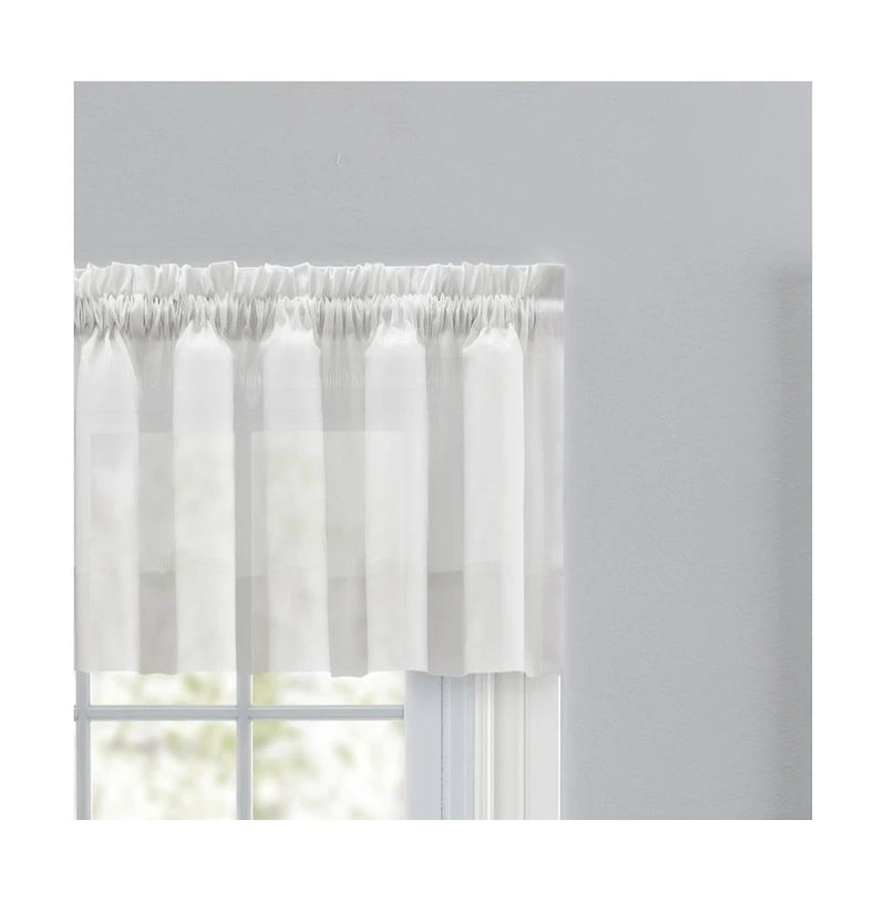 Ellis Curtain Shadow Stripe 1.5" Rod Pocket Tailored Valance for Windows 82" x 12" White