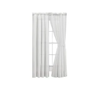 Ellis Curtain Cotton Voile 1.5" Rod Packet Tailored Curtain Panel Pair for Windows 80" x 63" White
