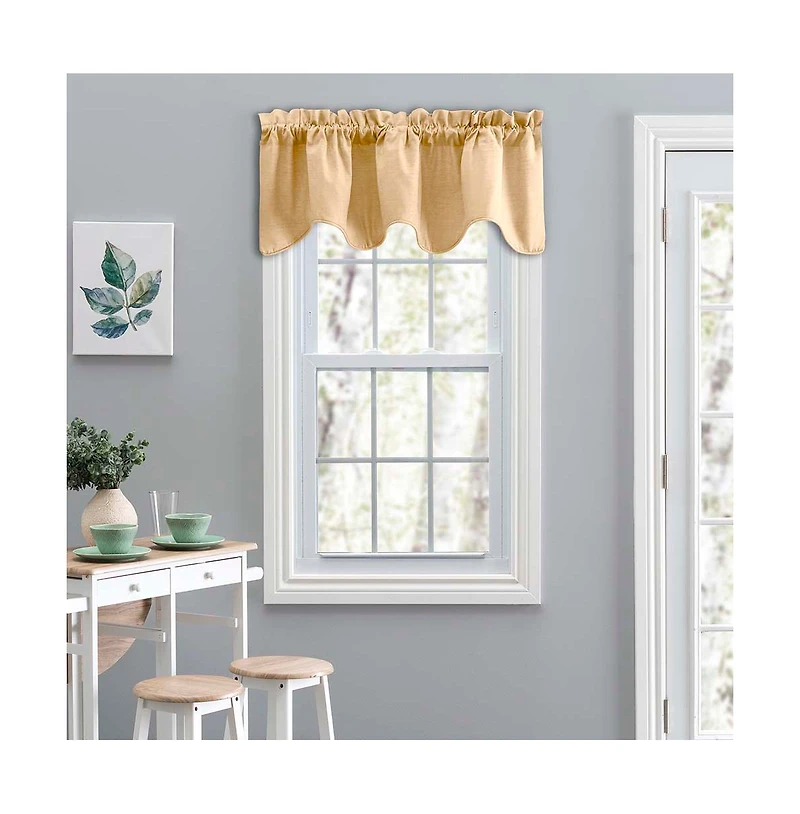 Ellis Curtain Lisa Solid Color Poly Cotton Duck Fabric Lined Scallop Valance 58" x 15" Butter