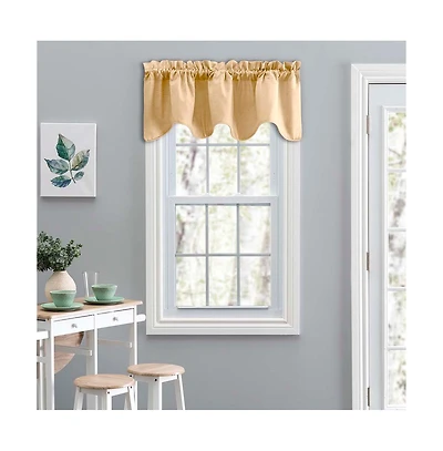Ellis Curtain Lisa Solid Color Poly Cotton Duck Fabric Lined Scallop Valance 58" x 15" Butter