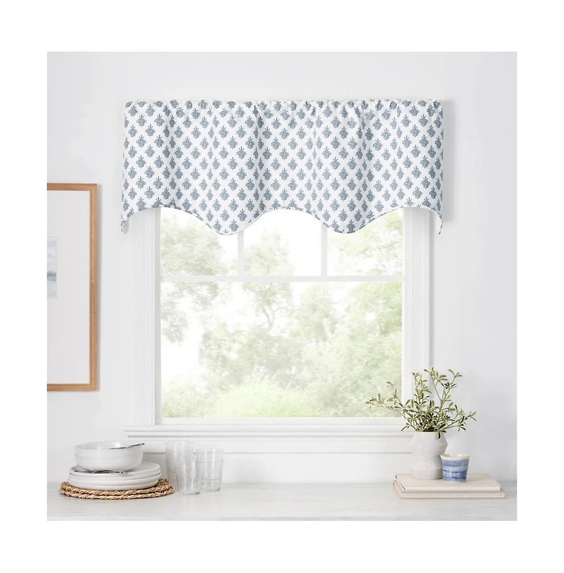 Ellis Curtain Manchester 3" Rod Pocket 100% Cotton Machine Wash and Dry Tailored Valance 50" x 16" Blue