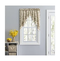 Ellis Curtain Cherries Ruffled 1.5" Rod Pocket Swag for Windows Lace Edge 58" x 36" Natural