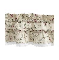 Ellis Curtain Cherries Ruffled 1.5" Rod Pocket Valance for Windows 52" x 12" Natural