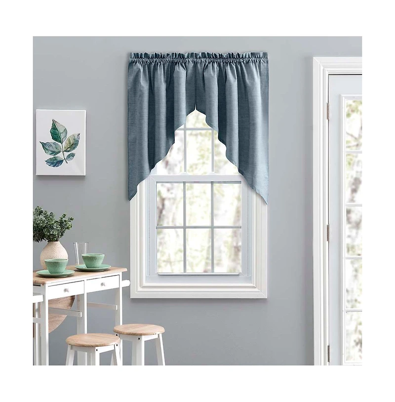 Ellis Lisa Solid Color Poly Cotton Duck Fabric Tailored Swag 56"x36" Dusty Blue