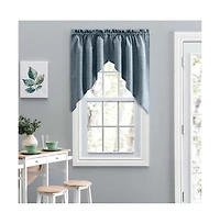Ellis Lisa Solid Color Poly Cotton Duck Fabric Tailored Swag 56"x36" Dusty Blue