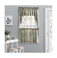 Ellis Curtain Lexington Leaf Pattern on Colored Ground Curtain Tiers 56"x36" Sage