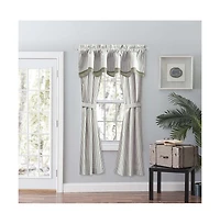 Ellis Curtain Plaza Classic Ticking Stripe Printed 3" Rod Pocket Double Layer Bradford Valance 58" x 15" Sage