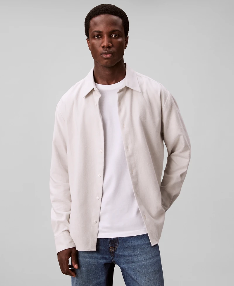 Calvin Klein Men's Melange Flannel Classic-Fit Shirt