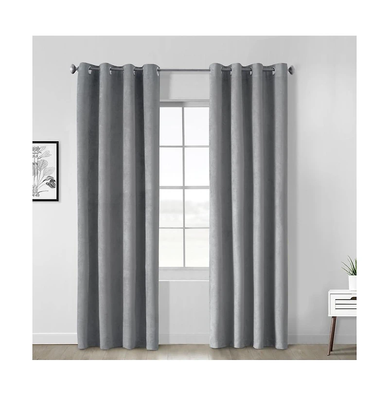 Thermaplus Navar Blackout Window Treatment Grommet Curtain Panel for Bedroom Livingroom 54" x Dark Grey