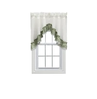 Ellis Curtain Madelyn Ruflled Victorian 1.5" Rod Pocket Swag for Windows Lace Edge 82" x 38