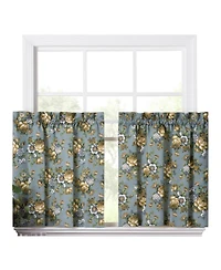 Ellis Bella Rose Stylish Medium Scale Printed Floral Pattern 1.5" Rod Pocket Tier 56"x24" Wedge