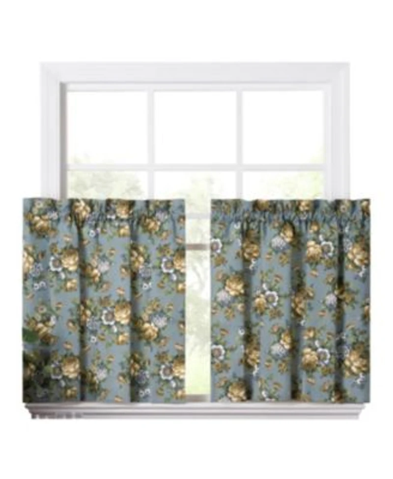 Ellis Bella Rose Stylish Medium Scale Printed Floral Pattern 1.5 X22 Rod Pocket Tier 56 X22x36 X22 Wedge