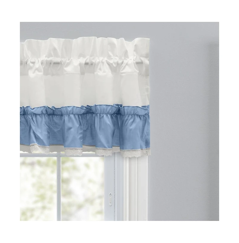 Ellis Curtain Madelyn Ruffled Victorian 1.5" Rod Pocket Valances for Windows 60" x 16" Slate
