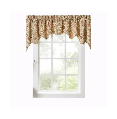 Ellis Curtain Regency Swag Shaped 3" Rod Pocket Valances for Windows 50" x 30" Antique