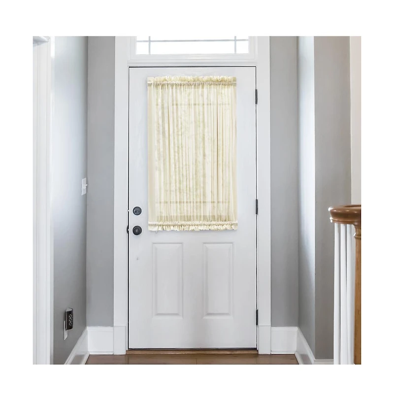 Ellis Curtain Shadow Stripe 1.5" Rod Pocket Semi Sheer Door Curtain Panel 40" x 40" Natural