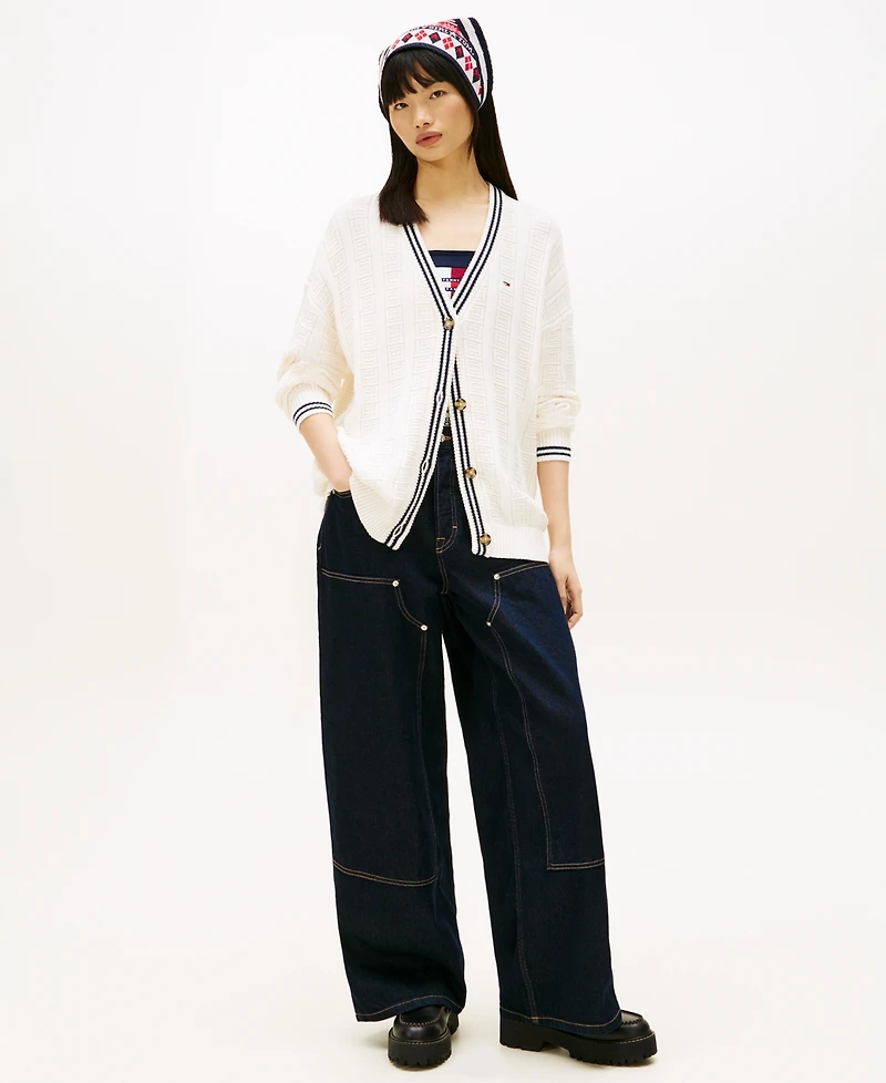 Tommy Jeans Women's Oversized Flag Cable Long-Sleeve Cardigan