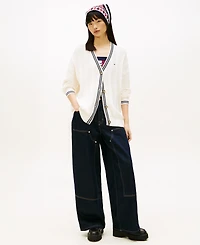 Tommy Jeans Women's Oversized Flag Cable Long-Sleeve Cardigan