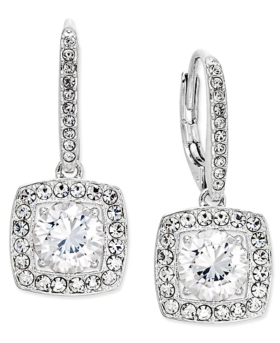 Eliot Danori Silver-Tone Crystal Square Drop Earrings, Created for Macy's