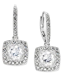 Eliot Danori Silver-Tone Crystal Square Drop Earrings, Created for Macy's