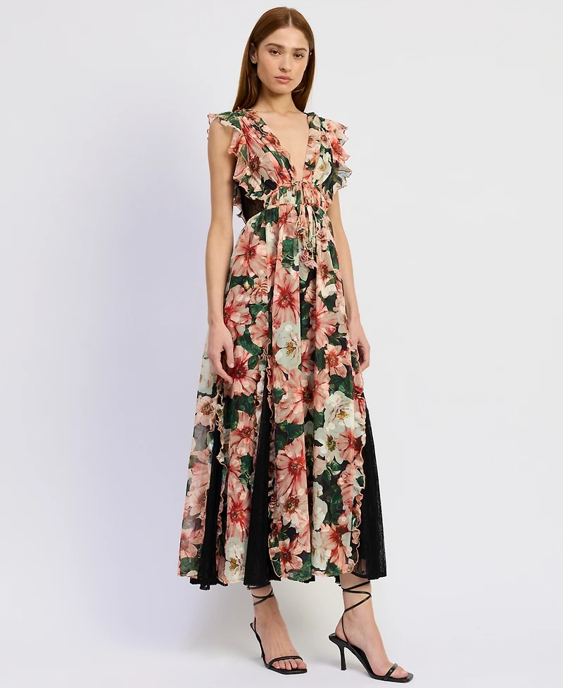 En Saison Women's Clarabell V-Neck Maxi Dress