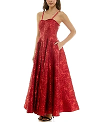 Taylor Women's Strapless Sweetheart Jacquard Midi Dress