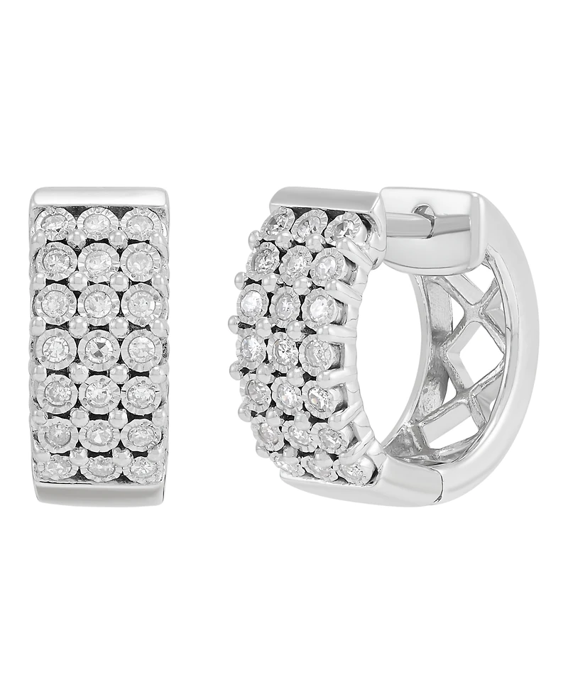 Macy's Diamond Hoop Earrings (1/4 ct. t.w.) in Sterling Silver