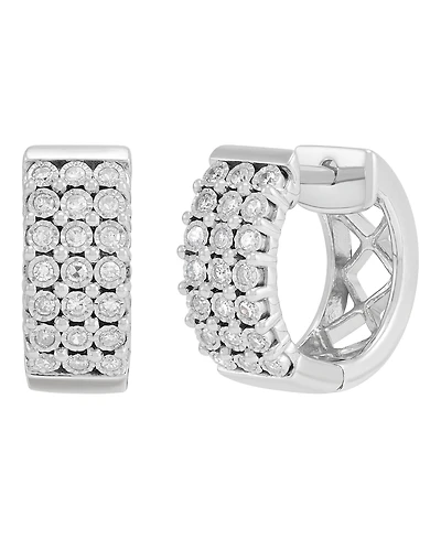 Macy's Diamond Hoop Earrings (1/4 ct. t.w.) in Sterling Silver