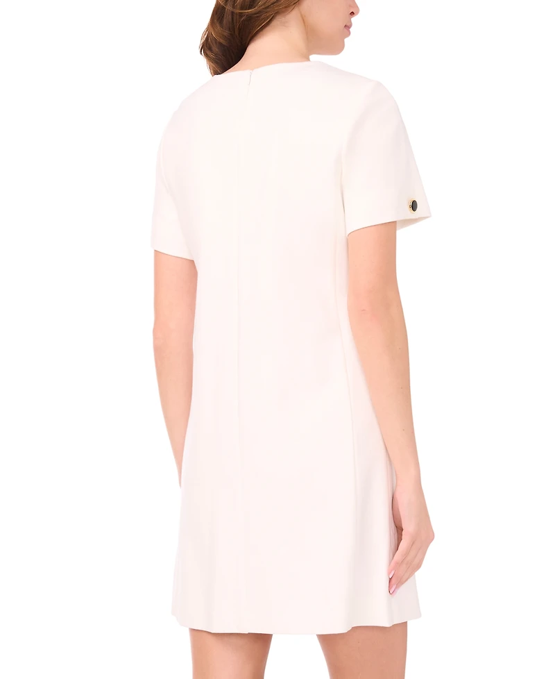 Msk Women's Short-Sleeve with Buttons Shift Dress